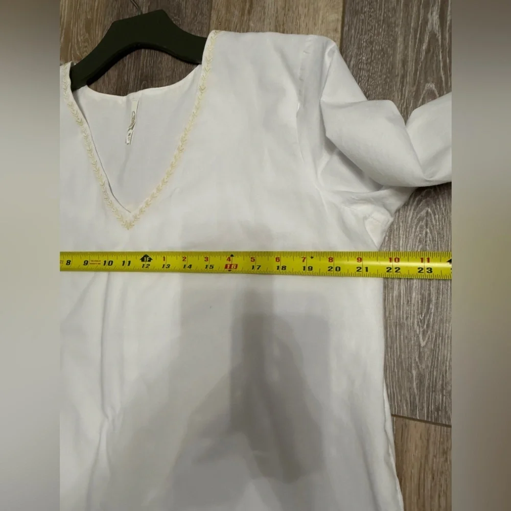 100% Cotton Elegant White Women's dress with embroidered & lining